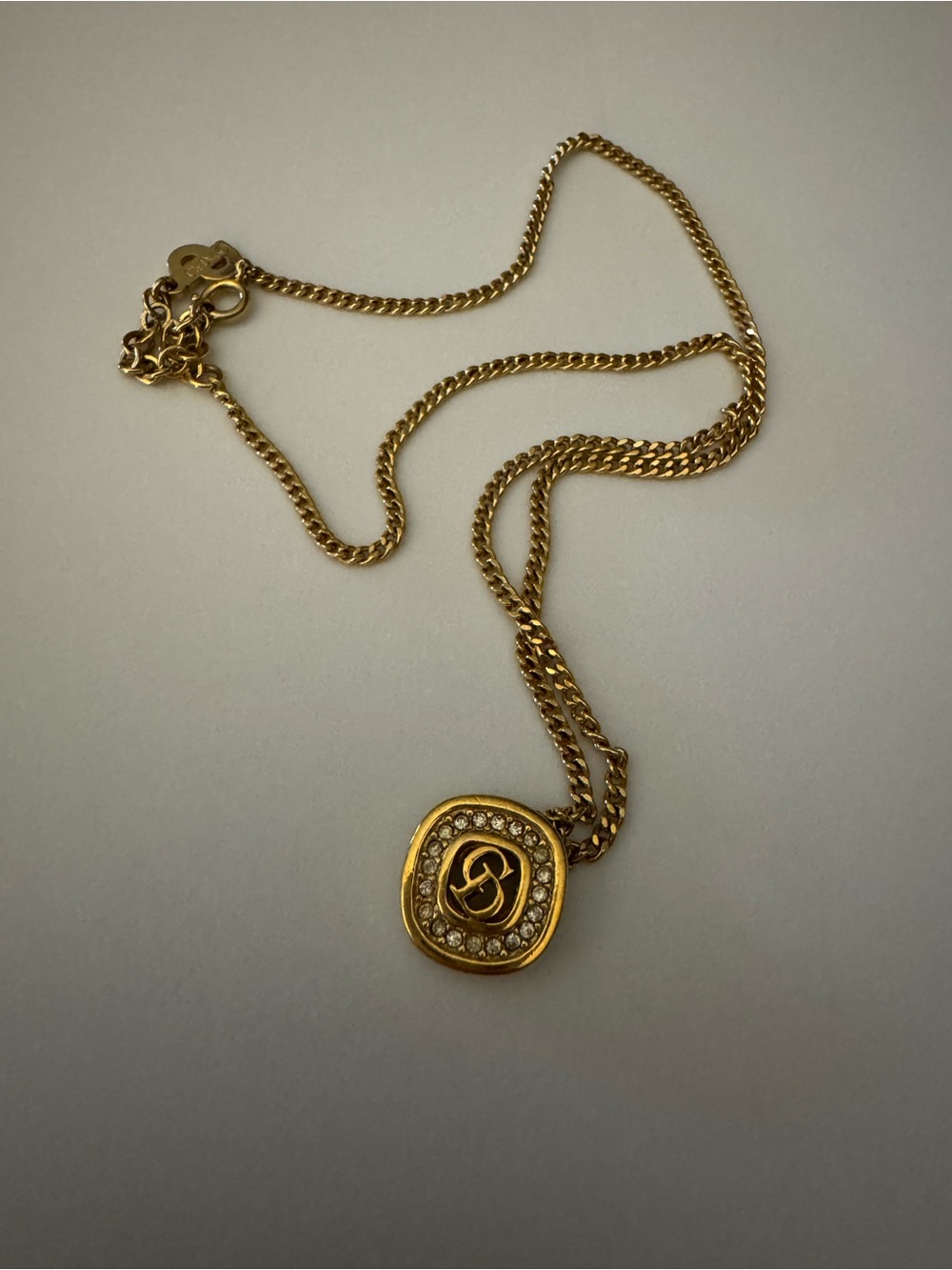 Dior Gold-Tone Crystal Medallion Necklace